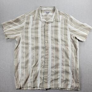 Urban Pipeline Mens Shirt Size XL Cream White Striped Short Sleeve Button Down